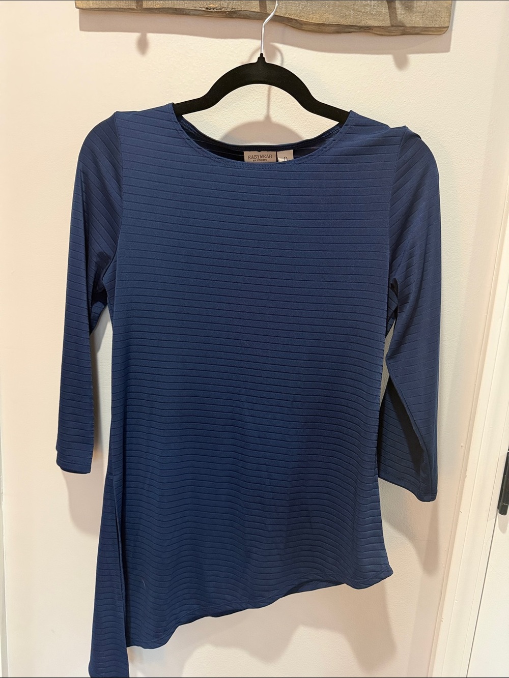 Easywear by Chico’s Navy Ribbed 3/4-Sleeve Women's Top Size 0 ( Size 4)